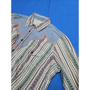 Ryan Michael Western Snap Shirt SOUTHWESTERN Aztec Turquoise Brown Coral Medium